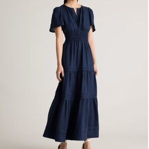NEW! Quince 100% European Linen Tiered Maxi Dress in Deep Navy